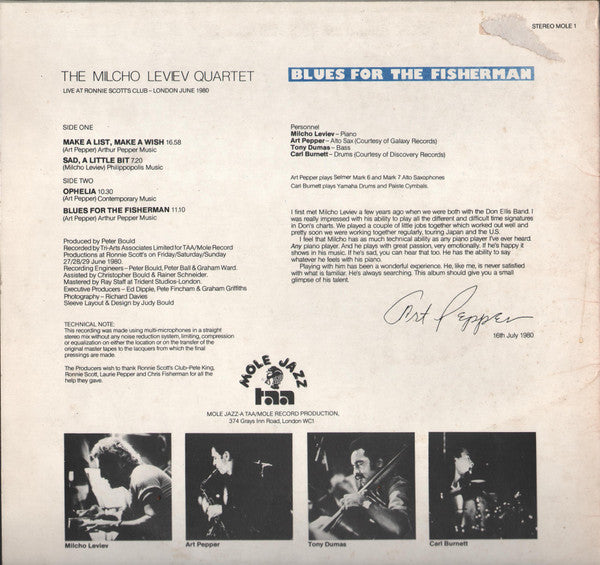 Master Release: Blues For The Fisherman by The Milcho Leviev Quartet
