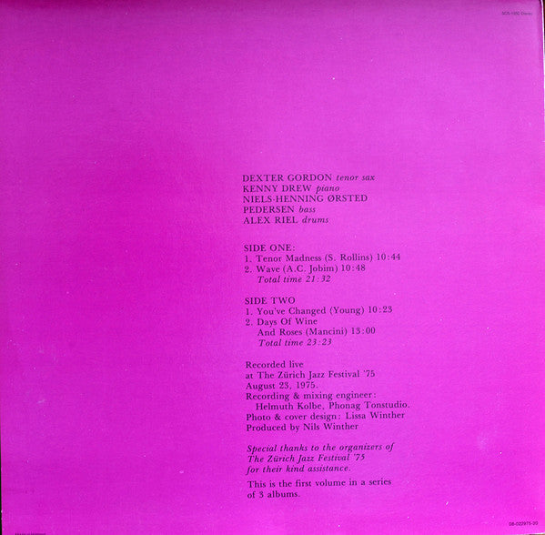 Master Release: Swiss Nights Vol. 1 by Dexter Gordon Quartet