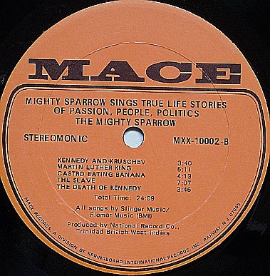 Release: The Mighty Sparrow Sings True Life Stories Of Passion, People & Politics-Vinyl-US-1964-MXX-10002, (S) M10002-2115654