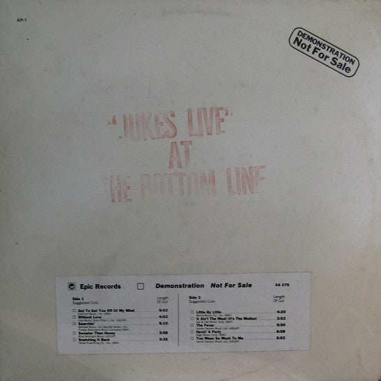 Master Release: Jukes Live At The Bottom Line by Southside Johnny & The Asbury Jukes