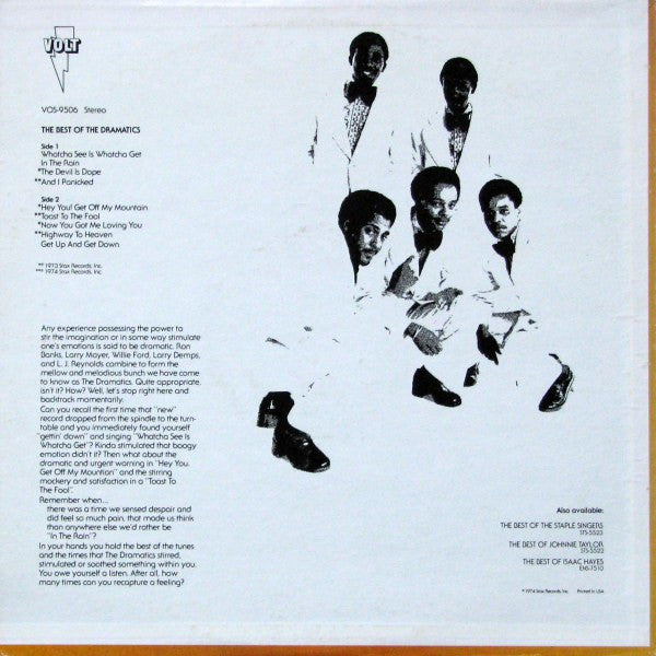 Release: The Best Of The Dramatics-Vinyl-US-1974-VOS-9506-1355749