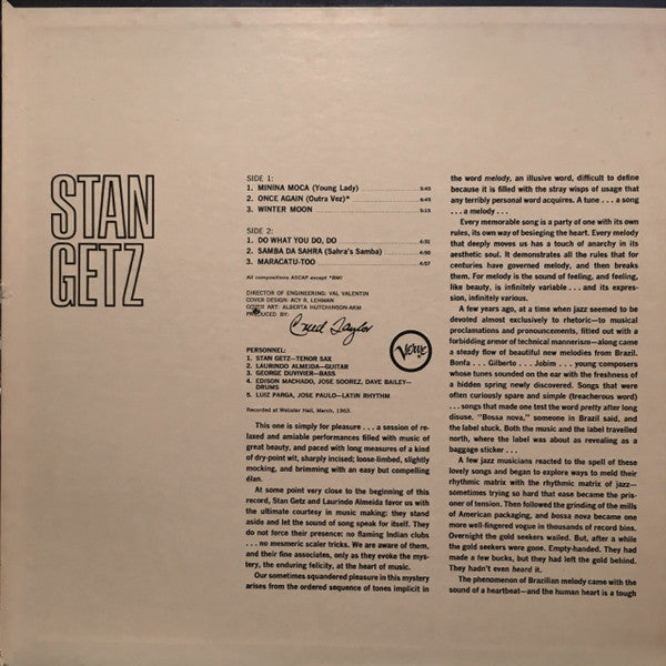 Release: Stan Getz With Guest Artist Laurindo Almeida-Vinyl-US-1963-V6-8665, V6/8665-15098541