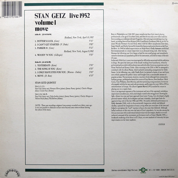 Master Release: Live 1952, Volume 1: Move by Stan Getz