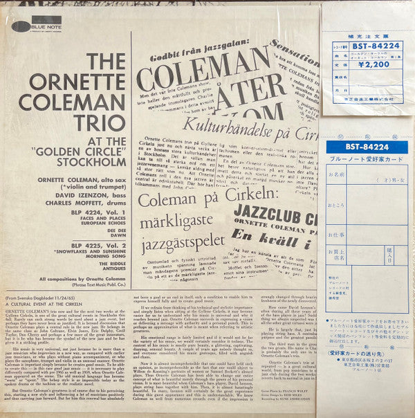 Release: At The "Golden Circle" Stockholm (Volume One)-Vinyl-Japan-1966-BLP-4224, BST 84224, BNST 84224-26697638