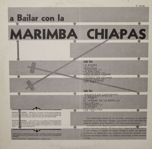 Release: A Bailar Con La Marimba Chiapas-Vinyl-Mexico-1970-10132, T 10132-11822616