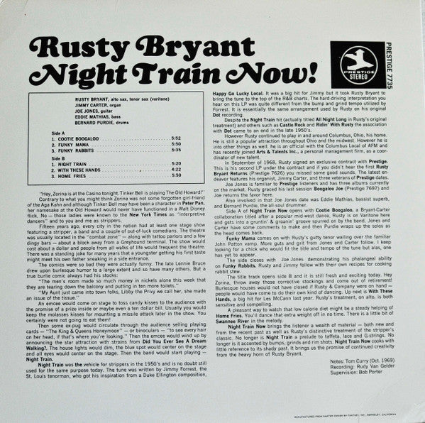 Release: Night Train Now!-Vinyl-US-None-PR 7735-14624462