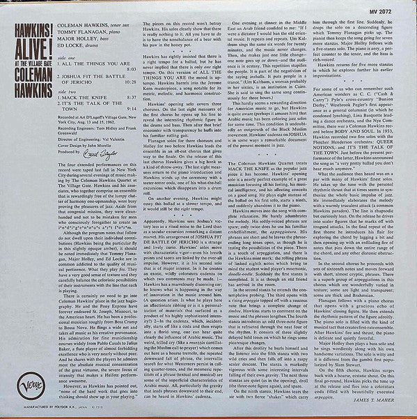 Release: Hawkins! Alive! At The Village Gate-Vinyl-Japan-1973-MV 2072-24509579