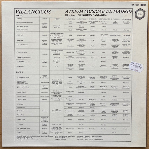 Master Release: Villancicos - Chansons Populaires Espagnoles Des 15e Et 16e Siècles by Atrium Musicae De Madrid