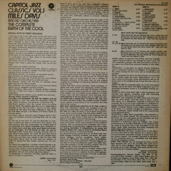 Release: Birth Of The Cool-Vinyl-US-1972-M-11026-10111730