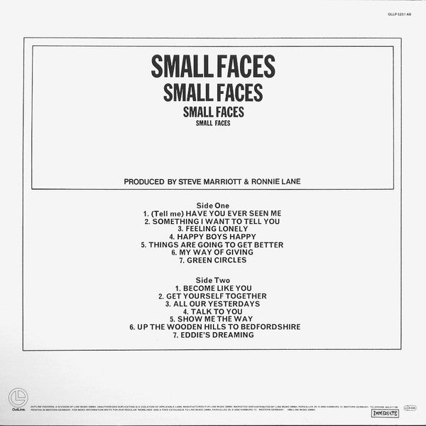 Release: Small Faces-Vinyl-Germany-1982-OLLP 5251 AS, OLLP 5251-29001094