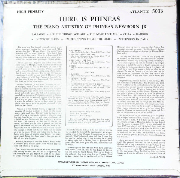 Here Is Phineas (The Piano Artistry Of Phineas Newborn Jr.) = ヒア・イズ・フィニアス
