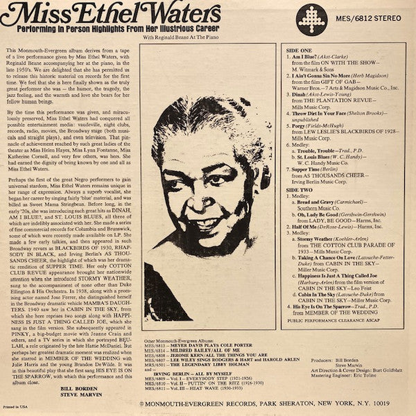 Release: Performing In Person Highlights From Her Illustrious Career-Vinyl-US-1972-MES/6812-20156896