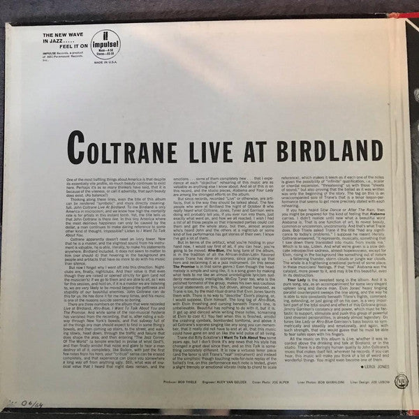 Release: Live At Birdland-Vinyl-US-None-AS-50, AS-50-18655393