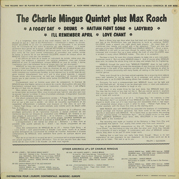 Release: The Charles Mingus Quintet + Max Roach-Vinyl-France-None-30 AM 6059-14420368