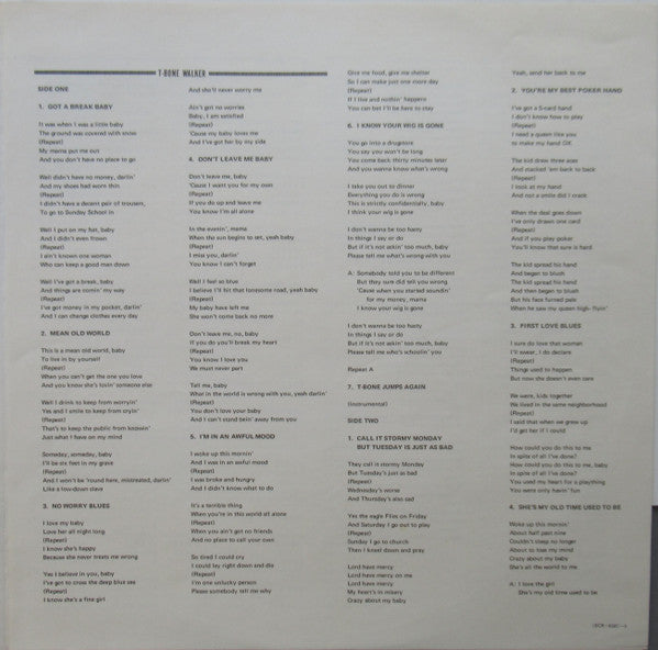 The Great Blues Vocals And Guitar Of T-Bone Walker (His Original 1942-1947 Performances)