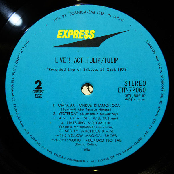 Live!! Act Tulip = ライヴ!! アクト・チューリップ