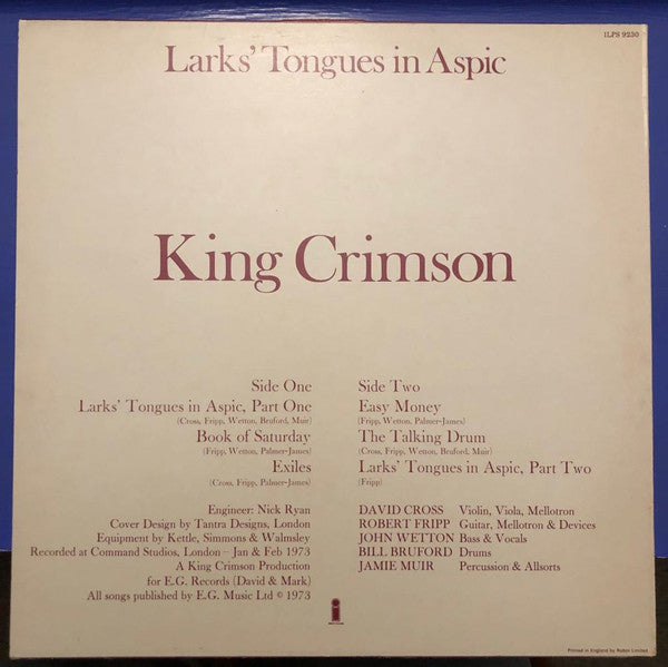 Larks' Tongues In Aspic