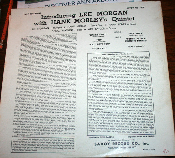 Release: Introducing Lee Morgan-Vinyl-US-1961-MG 12091-11879485