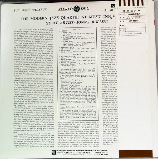 Release: The Modern Jazz Quartet At Music Inn —  Volume 2-Vinyl-Japan-1972-P-6090A-22590602
