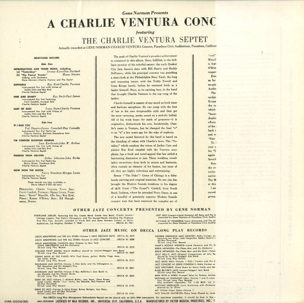Gene Norman Presents A Charlie Ventura Concert