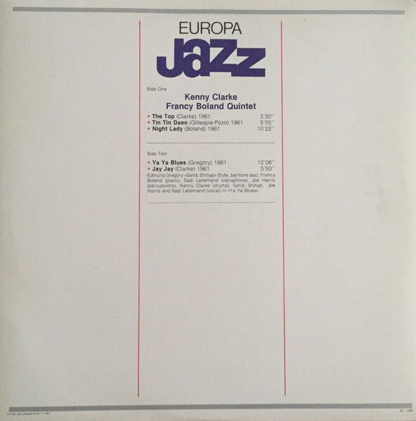Master Release: I Giganti Del Jazz Vol. 37 by Kenny Clarke - Francy Boland Quintet