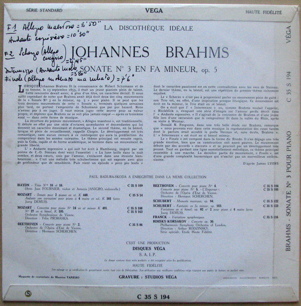 Master Release: Sonata In F Minor, Op. 5 by Johannes Brahms