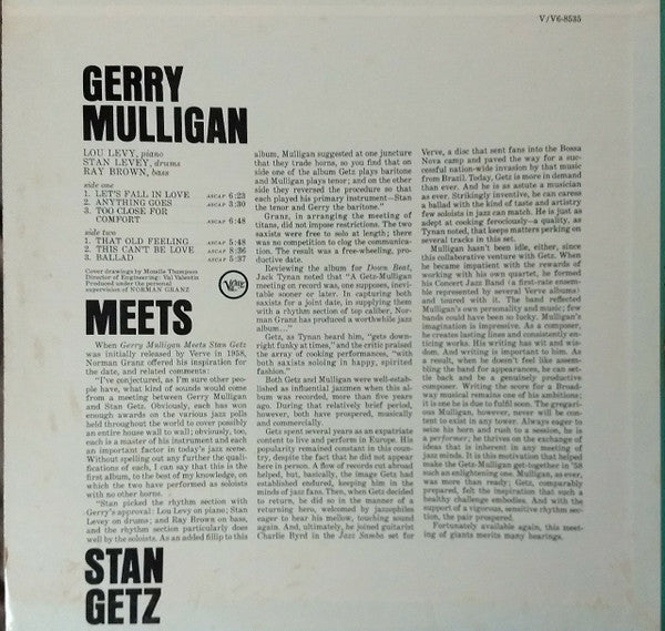 Release: Getz Meets Mulligan In Hi-FI-Vinyl-US-1963-V6-8535, V/V6-8535, V6/8535-3335511