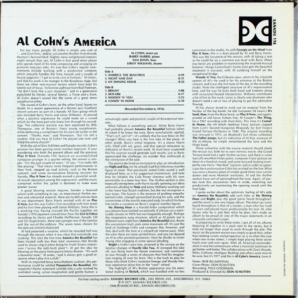 Release: Al Cohn's America-Vinyl-US-1977-Xanadu 138-8322591