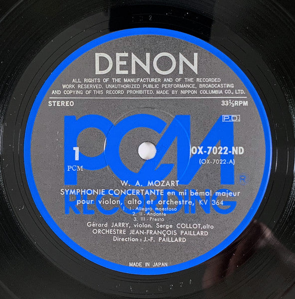 Symphonie Concertante Pour Violon, Alto Et Orchestre En Mi Bemol Majeur KV364 / Concertone Pour Deux Violons Et Orchestre En Ut Majeur KV190