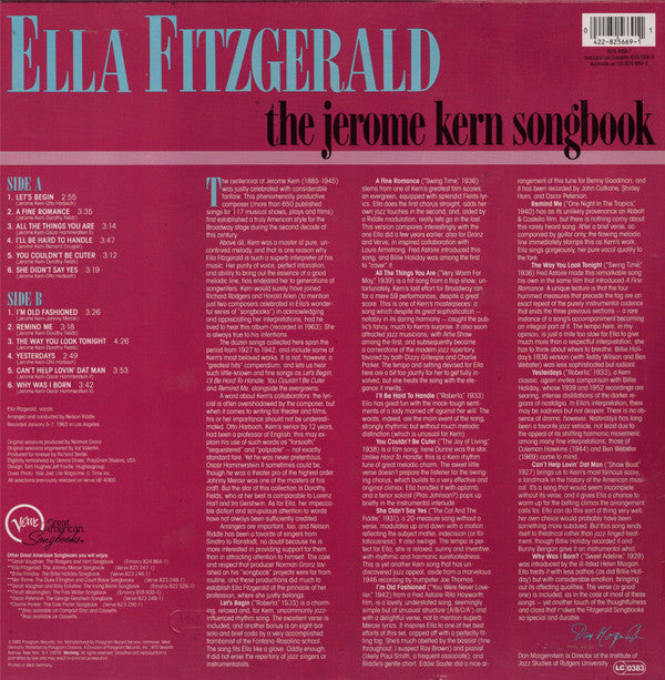 Master Release: Ella Fitzgerald Sings The Jerome Kern Song Book by Ella Fitzgerald