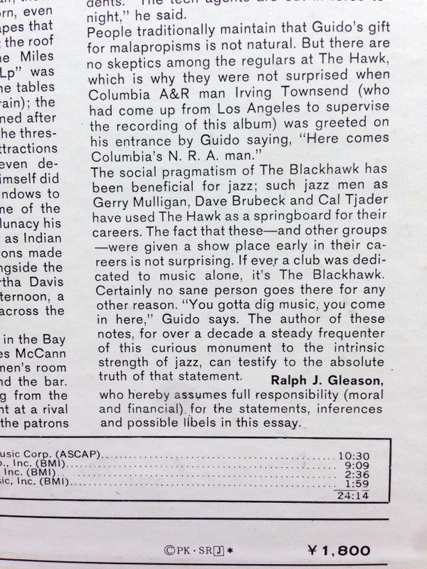 In Person Friday Nights At The Blackhawk, San Francisco Volume 1