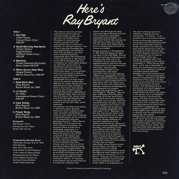 Release: Here's Ray Bryant-Vinyl-Germany-1976-2310-764-4279067