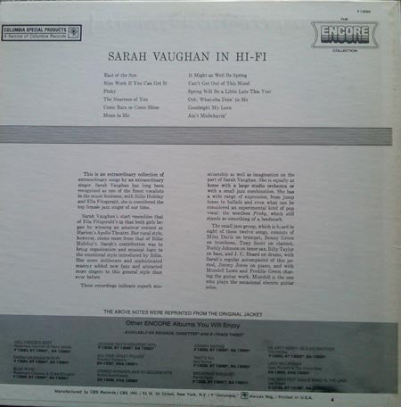 Sarah Vaughan In Hi-Fi