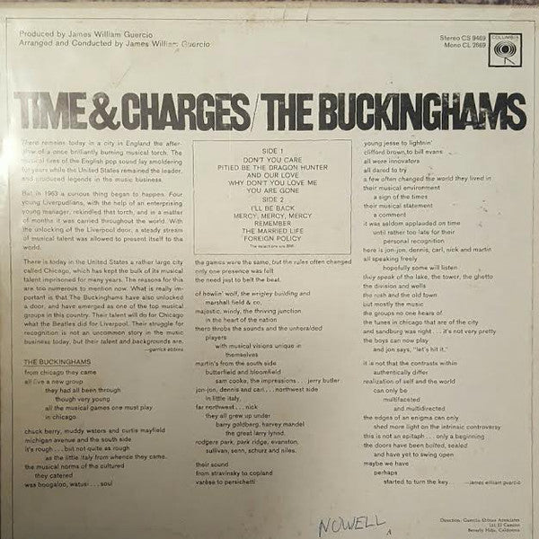 Release: Time & Charges-Vinyl-US-1967-CS 9469-2502453