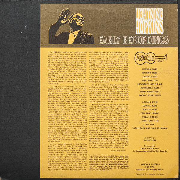 Release: Early Recordings-Vinyl-US-None-R-2007-9928668