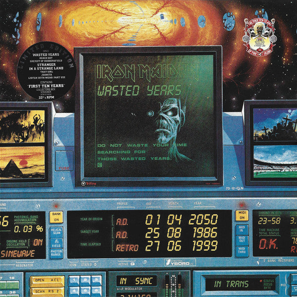 Release: Wasted Years · Stranger In A Strange Land-Vinyl-UK-1990-IRN 8, 79 3998 1, IRN 81, IRN 82-2224010