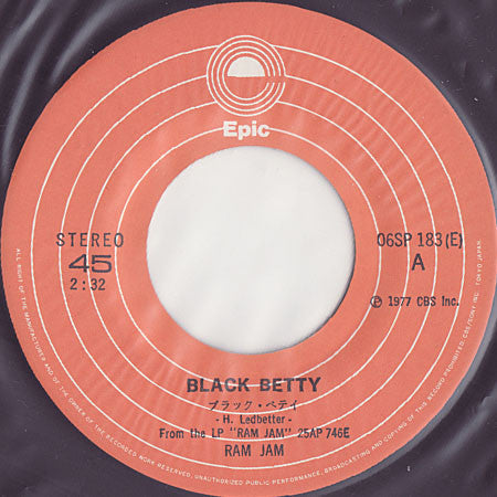 Release: Black Betty-Vinyl-Japan-1977-06SP 183-4655038