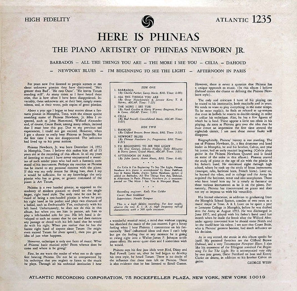 Here Is Phineas (The Piano Artistry Of Phineas Newborn Jr.)