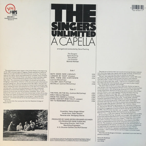 Release: A Capella-Vinyl-US-1987-815 671-1-6452964