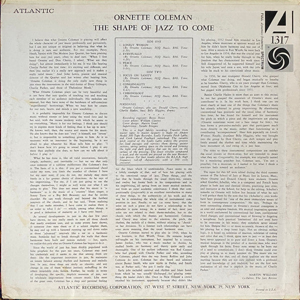 Release: The Shape Of Jazz To Come-Vinyl-US-1966-1317, SD 1317-3579270