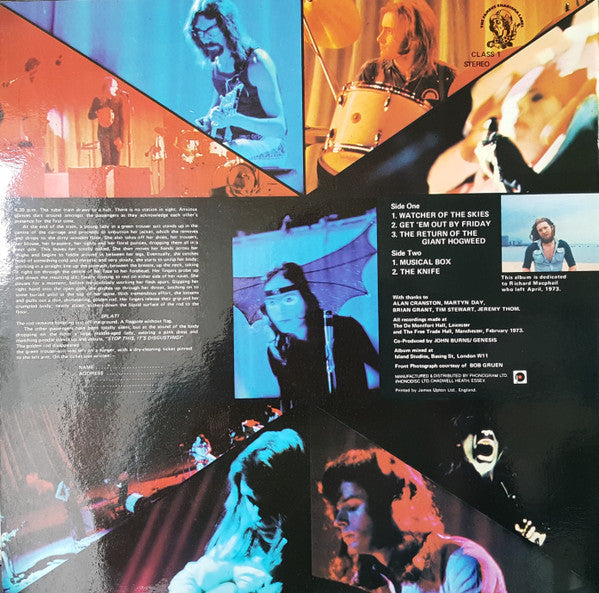 Release: Genesis Live-Vinyl-UK-1979-CLASS 1-7168071