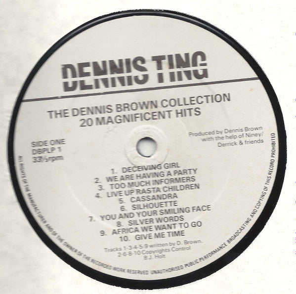 Release: The Dennis Brown Collection : 20 Magnificent Hits-Vinyl-Jamaica-None-DBLP 1-2367172
