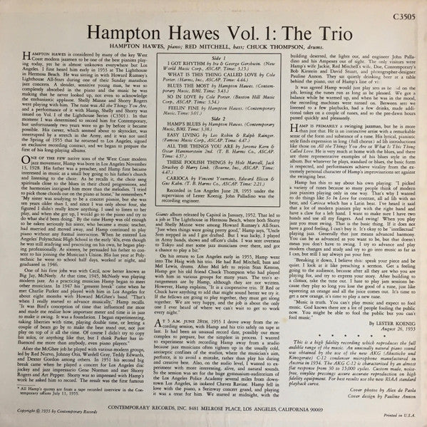 Release: Hampton Hawes Vol. 1: The Trio-Vinyl-US-1979-C3505-4825646