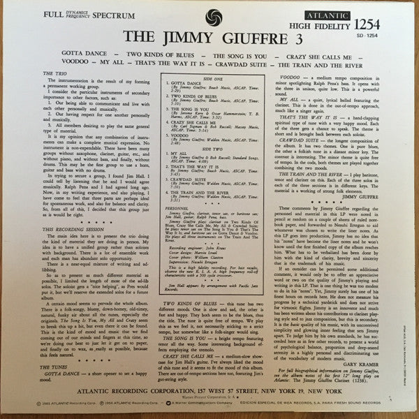 Release: The Jimmy Giuffre 3-Vinyl-Spain-1985-1254, SD-1254-7256838