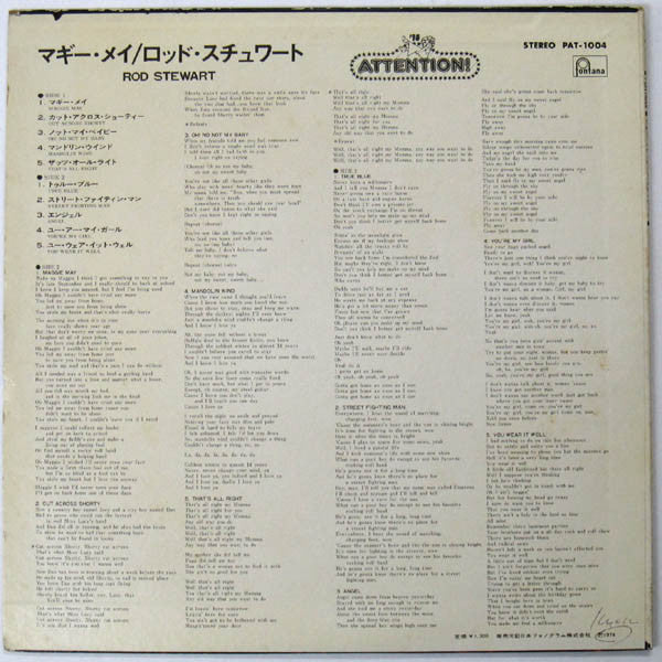 Release: Attention! Rod Stewart-Vinyl-Japan-1974-PAT-1004-5619641