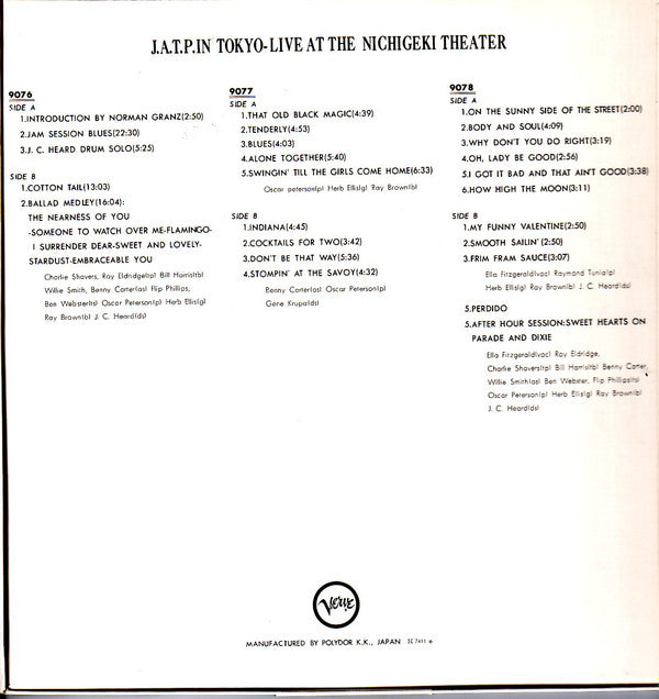 Release: J.A.T.P. In Tokyo (Live At The Nichigeki Theatre 1953)-Vinyl, Box Set-Japan-1974-MV9076, MV9077, MV9078-6985263