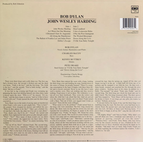 Release: John Wesley Harding-Vinyl-UK-1999-SVLP 0056, 63252-4013218