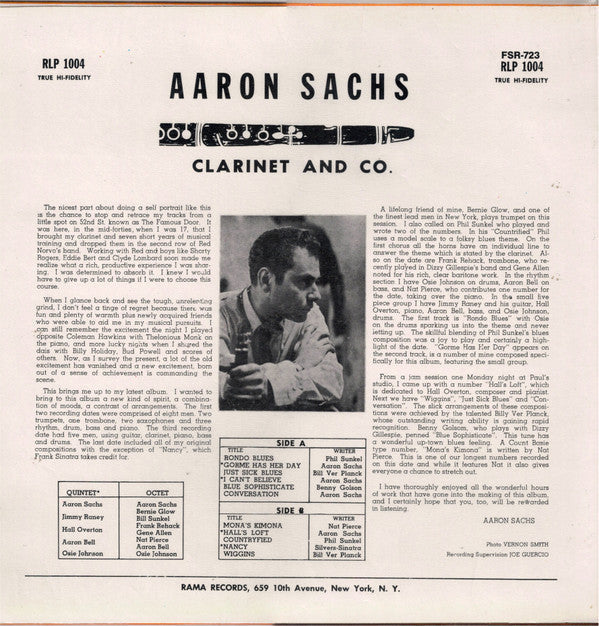 Master Release: Clarinet And Co. by Aaron Sachs