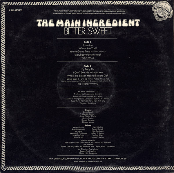 Release: Bitter Sweet-Vinyl-UK-1972-SF 8339-4120055