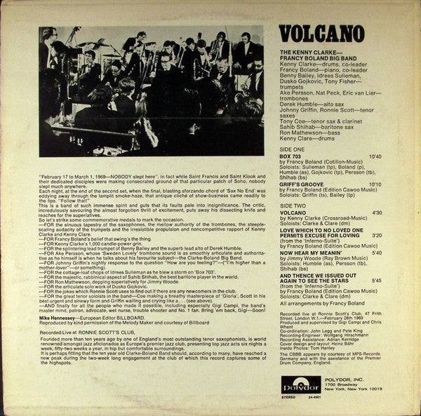 Master Release: Live At Ronnie's ; Album 1 ; Volcano by Clarke-Boland Big Band